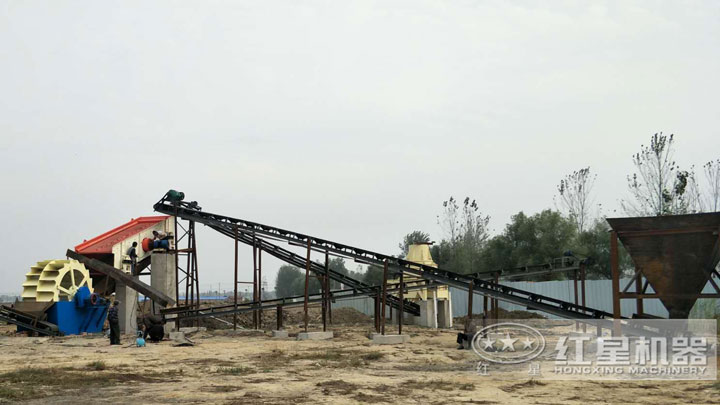 洗砂機(jī)搭配在生產(chǎn)線中，有效作業(yè)，清洗更干凈